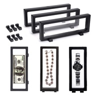 3D Floating Display Case, Floating Frames with Stands, Challenge Coin Display Holders with Bases, Tr