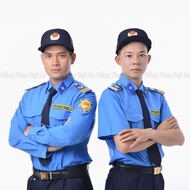 ABV02 cobalt blue security guard uniform shirt in Kate fabric, fashionable style with shoulder and c