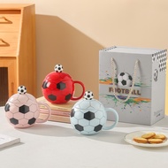 World Cup  Colorful Football Ceramic Mug 400ml Heat Resistant with Lid & Spoon World Cup Souvenir Gi