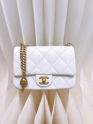 (尖沙咀門市💖) 近新 Chanel 24p flap 心心調節扣 白色方胖子