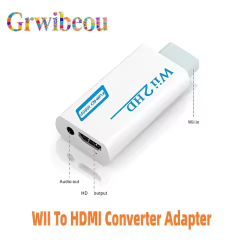 For Wii to HDMI-compatible Adapter Converter 3.5mm Audio For PC HDTV Monitor 1080P 720P Wii2 To HDMI