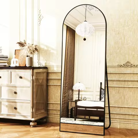 59x16 64x21 71x26 Black Arched Full-Length Mirror Free Standing Full Body Floor Mirror for Home Deco