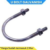 U Bolt 2 1/ 2 Inch ubolt pipe clamp Iron/ 3/8 zinc plated galvanized 10mm