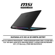MSI Laptop Katana 15 HX AI GAMING B14WFK-287MY (i9-14900HX/16GB/1TB SSD/15.6" QHD 165HZ /NVIDIA RTX5