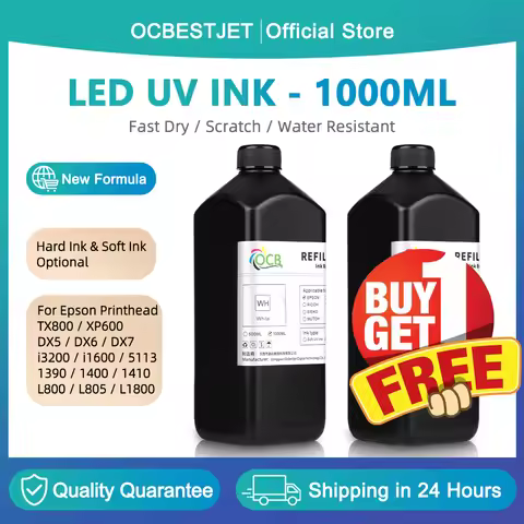(Buy 1 Free 1) 1000ML LED UV Ink For Epson XP600 TX800 XP-600 TX-800 L800 L805 L1800 R290 R300 1390 