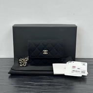 CHANEL 黑金毛呢mini woc肩背斜背包 12*9.5*3 全新閒置配件盒子塵袋吊牌