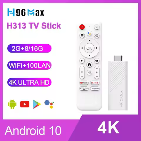 H96Max H313 TV Stick 4K Android 10 TV Box 2.4/5G WiFi6 H96 Max Smart TV USB2.0 Smart Home 4K HDR Voi