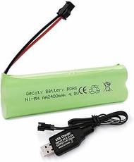 Gecoty® Rechargeable 4.8 V NI-MH AA Battery, 2400 mAh RC Battery with SM Plug and Charging Cable for