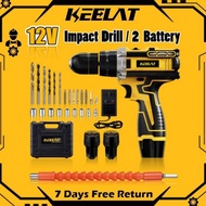 Keelat 12V/36Vmesin Bor 2Baterai Cas Cordless Impact Drill Battery