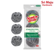 MAJU 3M Scotch Brite 333 (3's) Stainless Steel Metallic Spiral Ball Dish Pot Wash Sabut Tahan Karat