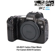 Kiwotos ฟิล์มกันรอยขีดข่วนสีดำฟิล์มกันรอยสำหรับกล้อง Canon EOS R EOSR กล้องคาร์บอนไฟเบอร์สีดำกันลื่นผิวเคสป้องกันสีดำสติกเกอร์3M เงา
