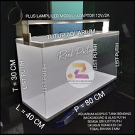 AQUARIUM ACRYLIC TANK BENDING FULL LIST PUTIH TIAP SISI 80X40X30 CM