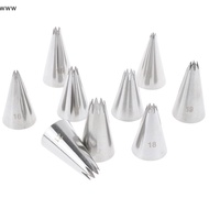 ooo 9pcs Open Star Cream Piping Nozzles Cake Decorating Set Metal Pastry Bag Tips uuu