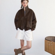 vintage復古 啞光環保皮 立領飛行員夾克外套