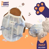 Breathable 2-String Shirt for Dogs and Cats, Cool Green Bow Lace 2-String Shirt, Green Bow Mesh Lace