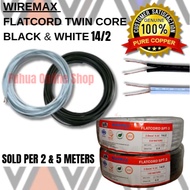WIREMAX FLATCORD WIRE 14/2 (2.0mm2x2C) 12/2 (3.5mm2x2C) per 2 and 5 meters 100% PURE COPPER
