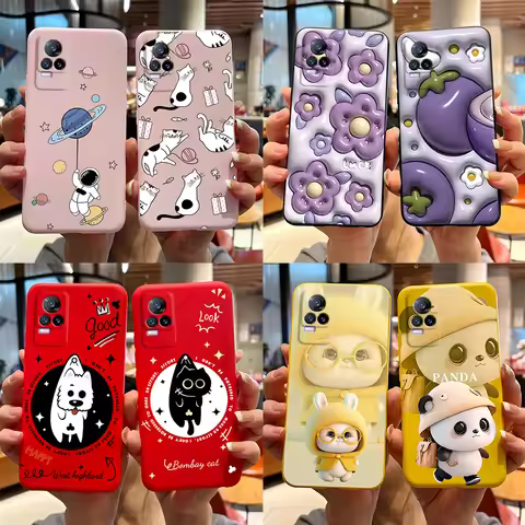 For Vivo V21e Case 2021 Cute Rabbit Panda Painted Soft TPU Phone Cases For Vivo V21 V 21 21e V2061 V