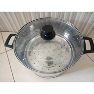 Panci Kukus Tutup Kaca serbaguna Sarang untuk Nasi Sayur Stainless Steel Anti Lengket