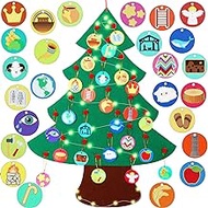 Remerry 26 Pieces Jesse Tree DIY Felt Christmas for Toddlers Kids Advent Ornaments Xmas Countdown Calendar Family Celebration with 6.56 ft Led String Lights Decorations