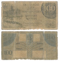 Uang Kuno Nederlandsch Indie De Javasche Bank Federal 1946 100 Gulden