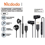 MCDODO HP-1040 Wired Earphone Headset Handsfree Hi-res Audio Lightning For iphone / Ipad Call Music 