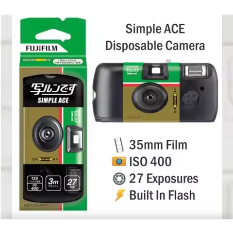1/3/5pcs Fujifilm SIMPLE ACE ISO 400 35mm Power Flash 27 Photo Exposures Single Use OneTime Use Quic
