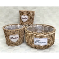 Bakul anyaman kraftangan decor bunga hiasan pasu kecil simpanan telur dapur / Flower basket decorati