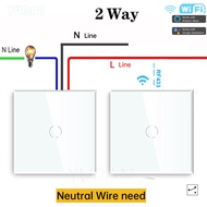 2Way smarch switch ( need neutral wire N ) Wifi Smart Switch 1 gang 2 way control wall light touch s