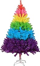 6ft Rainbow Artificial Christmas Trees,900 Branchs PVC Pine Tree Xmas Tree Plastic Stand Seasonal Decoration For Kids Xmas Gifts-Rainbow 180cm/6ft The New
