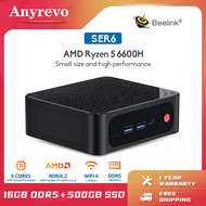 Beelink คอมพิวเตอร์ขนาดเล็ก SER6 AMD Ryzen 5 6600H 4.5GHz WiFi 6 USB3.2 * 3 16GB DDR5 + 512GB PCIE4.0 SSD BT5.2พัดลมคู่ดีไซน์แบบ All In One PC สำหรับเล่นเกมคอมพิวเตอร์ส่วนบุคคลสำหรับสำนักงานดีไซน์บ้าน