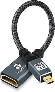 Micro HDMI to HDMI Cable Adapter, 0.65Ft/0.2M Micro HDMI Male to HDMI Female Support 8K 4K for HDTV,