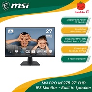 MSI PRO MP275 FHD Monitor - 27"/IPS/100Hz/1ms MPRT/1x HDMI/1x VGA/Built in Speaker