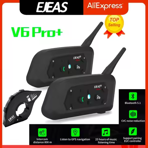 EJEAS V6 PRO +/PLUS Bluetooth Motorcycle Helmet Intercom Headset with 800M BT Interphone Communicato