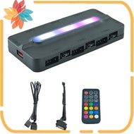ARGB Controller 5V/3Pin ARGB 4Pin Fan PWM HUB PWM ARGB Fan Hub ARGB Hub Splitter for Computer PC Cas