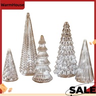 Home Party Mantel for Xmas Decor 5PCS Illuminated Mercury Glass Trees with Led Lights Christmas Tree