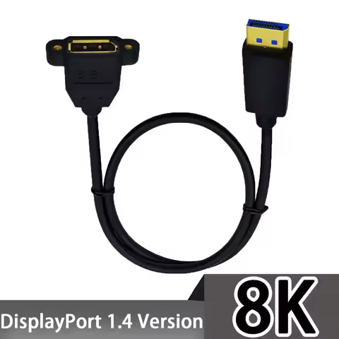 Displayport V1.4 Extender with Screw Panel Mount Support 8K/60Hz, 4K/144Hz, 30cm DP Male To Female E