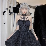 Goth Dark Mall Gothic Style Emo Jacquard A-Shape Dress Up Elegant Grunge Ruffles Bandage Party Punk 