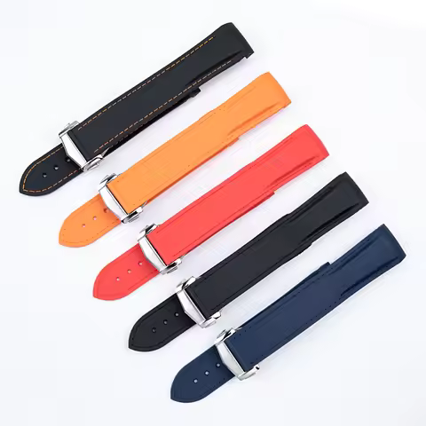 20mm 22mm Curved End Rubber Watchband For Moon Swatch For Omega 300 SEAMASTER 600 PLANET OCEAN Strap
