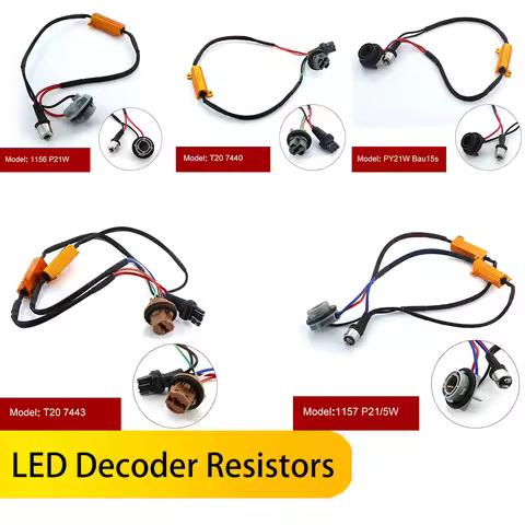 2PCS 50W 6 Ohm Canbus 1156 P21W PY21W 1157 T20 7440 7443 LED Decoder Wiring Canceller Lights Car Loa