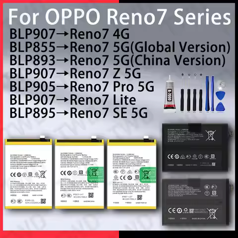 Battery for OPPO Reno7 4G 5G Pro SE Z Lite BLP907 BLP855 BLP893 BLP905 BLP895 Replacement Bateria Hi