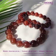 HOJB Brazilian Red Rutilated Cat's Eye Quartz 5A Beads Bracelet 11-12mm 聚寶軒巴西猫眼红发晶5A圆珠手串11-12mm