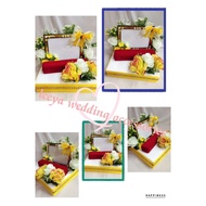 gubahan frame mas kahwin c/w bekas rantai tangan(yellow,white,creamgreen)