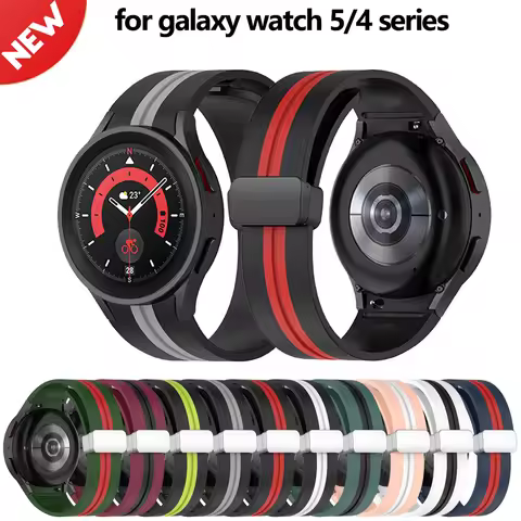 Magnetic Silicone Strap For Samsung Galaxy Watch 5 44mm Galaxy 4 classic 46mm Dual Color Watchband B