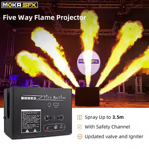MOKA Five Way Flame Machine Stage Effect DMX Fire Machine with Safe Channel Jet 1-3m Flamethrower fo