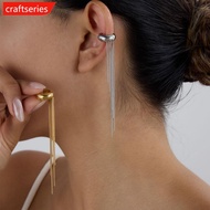 CRAFTSERIES Gold Color Long Chain Tassel Ear Cuff Nickel-free Stainless Steel Non Piercing Clip On E