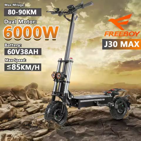 Fold Electric Scooter 6000W Dual Motor 60V38AH Battery Double oil brake E-Scooter 11-inch Off-road t