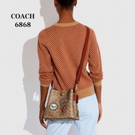 C6868 NEW ARRIVAL SLINGBAG WILLOW BUCKET BAG IN SINGNATURE CANVAS WITH PACHES NO BOX WOMENBAG