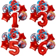 15pcs Spidey And His Amazing Friend Number Balloon Super Hero Spiderman Balloons for Kid Boy Birthda