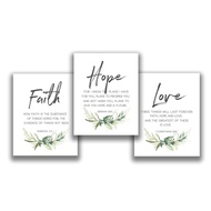 Faith, Hope & Love Bible Verse Inspirational Wall Art - Set of 3-11x14 UNFRAMED Prints - A Great Chr