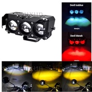 Lampu Sorot Mini 3 Mata 4 Mata Devil Super Terang Lampu Sorot LED Senjata Laser Cahaya Iblis Arus DC